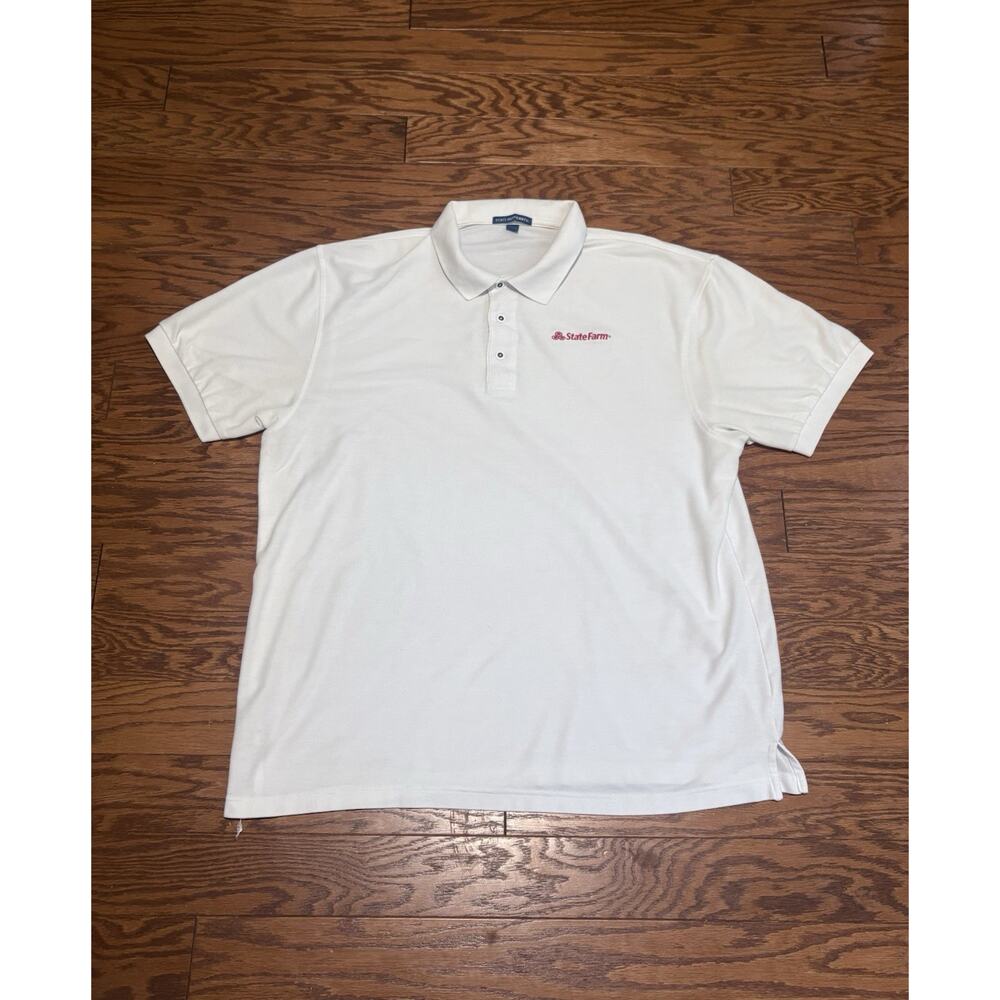 Vintage State Farm Port Authority Men's White Collard Polo Shirt, Size XXL